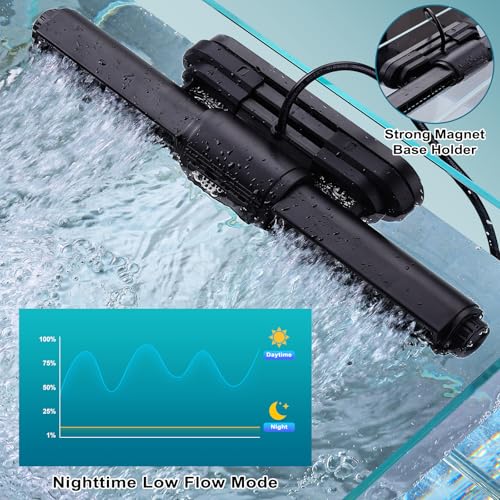 hygger Intelligent Wave Maker for Aquarium, Saltwater Freshwater Circulation Pump Adjustable 6 Waves/Night/Feed/Wireless Connection Mode, Magnetic Holder Display Controller Memory Function (50W) - size: 50W