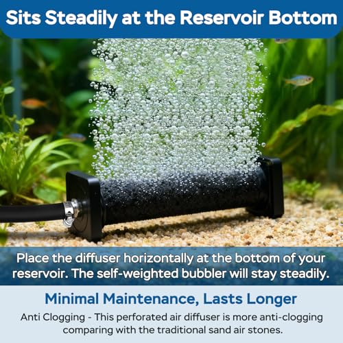 AquaMiracle New Innovative Rubber Air Stone | Air Bubbler | Oxygen Air Diffuser | for Pond Aerator | Pond Aeration | for Large Aquarium | 8”x1.52” | 1-Pack - size: 1 Pack(1.52in)