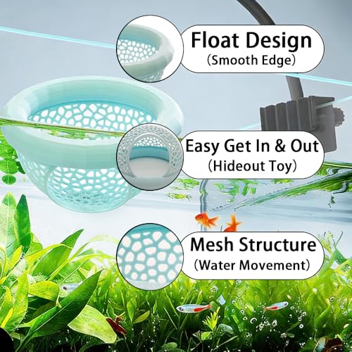 Floating Betta Hammock and Shrimp Feeder, Cave and Hammock, Small Fish Feeding Ring & Resting Spot, Fish Tank Accessories (Yellow) - color: Yellow