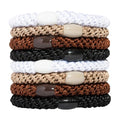 Brown Hair Ties for Thick Hair, Grab & Go Ponytail Holders, 8 Pack, Neutral, Thick No-Crease Bands with Strong Hold, Damage-Free Design, Versatile Everyday Basics | L. Erickson - color: Neutral