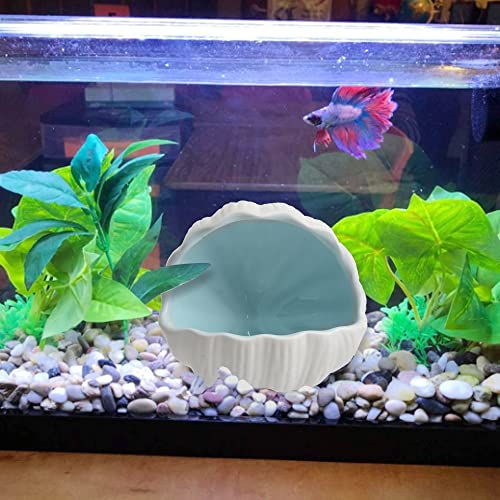 Aquarium Shell Shape Ceramic Fish Tank Cave Decoration, Fish House for Betta Fish Passing or Hiding Safely, Betta Fish Tank 5.1inch (Blue, M) - color: Blue