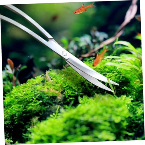 Yardwe Ergonomic Design Stainless Steel Aquarium Wave Scissor for Low-growing Plant Trimming Aquarium Tools