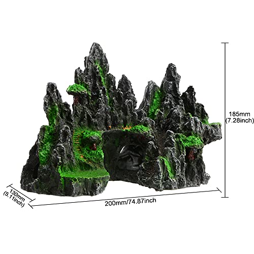 Saim Large Aquarium Rock Decorations, Mountain Ornament Fish Cave Bridge, Fish Tank Aquascape Model for Gold Fish, Betta Cichlids Hideaway Cave Hideout (Small) - size: Small