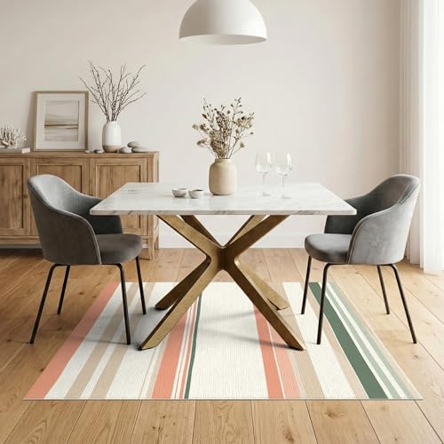 5'x7' Washable Minimalist Stripe Area Rug, Sage Green Non-Shedding Pet Friendly Carpet Easy Care Kids Safe Mat for Small Living Room, Playroom, Bedroom | Ref:1993948 - color: Beige/Pattern 22, size: 5' x 7' (Rectangular)