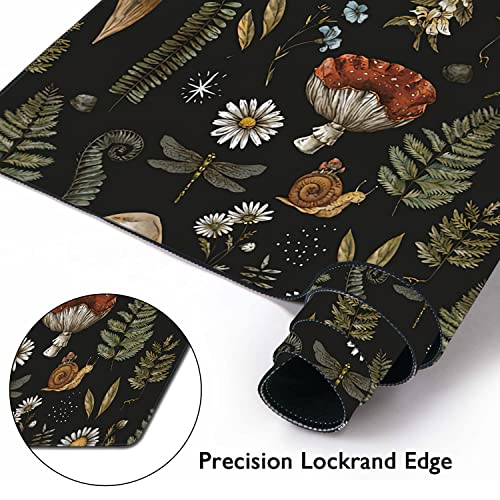Vintage Mushroom Large Mouse Pad Extended Gaming Mouse Pad Waterproof Desk Mat with Stitched Edge,Non Slip Base Keyboard Mouse pad for Home Office 35.4" X 15.7" - color: Vintage Mushroom