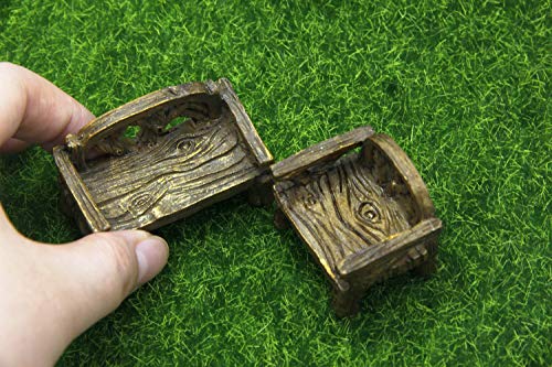 Fiddlehead Fairy Village - Micro Cany Resin Mini Bench & Chair Set Fairy Garden Decor Accessory Fish Tank Decoration - size: Bench & Chair