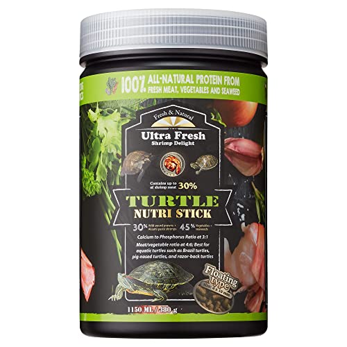 Ultra Fresh - Turtle Nutri Stick, Wild Sword Prawn, Calcium & Vitamin D Enriched Aquatic Turtle Food with Probiotics for Picky Turtles, Made from All Natural Ingredients 13.4 oz - size: 13.4 Ounce (Pack of 1)