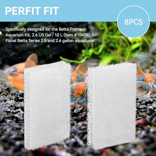 8 Pack Betta Diffusion Chamber Pad, Betta Tank Filter Replacement for AquaClear Fluval Betta, Replacement Aquarium Filter Media for Betta Premium Aquarium 2.5/2.6 Gallon