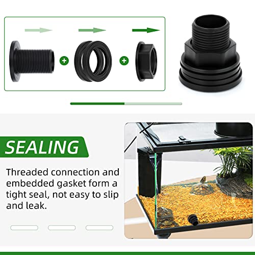 TAISHER 2PCS Black PVC 3/4'' Male × 1/2'' Female Bulkhead Tank Connector Adapter Fitting with Gasket for Water Tank, Rain barrels, Aquariums, Bathtubs and Sink - size: 3/4" Male × 1/2" Female(PVC) with Gasket