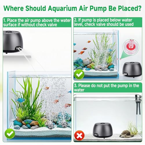 hygger Quiet Adjustable Aquarium Air Pump, 5W/8W Dual Output Fish Tank Air Pump, Energy-Saving Oxygen Aerator with Air Stone Bubbler for Fish Tank, Hydroponic - size: 8W (Tank Up To 200 Gal)