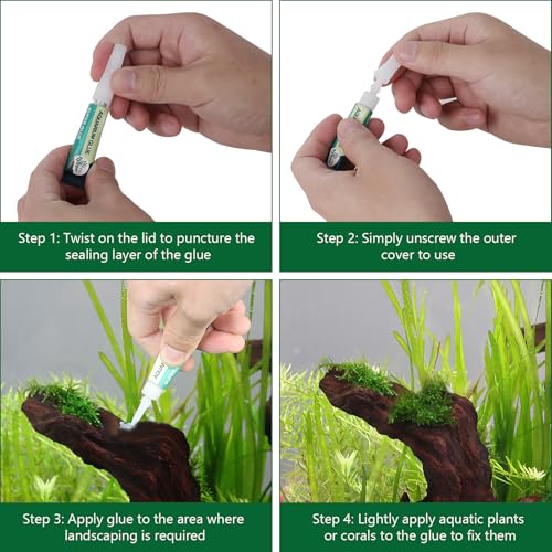 3 PCS Aquarium Glue, Clear Reef Glue for Plants, Rocks, Moss, Coral, Stone, and Wood, Suitable for Freshwater and Saltwater Aquascaping