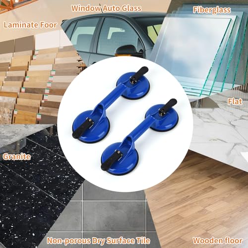 FCHO Suction Cups Heavy Duty Aluminum Vacuum Plate Handle Glass Holder Hooks to Lift Large Glass/Tile Lifter/Moving Glass/Pad for Lifting/Dent Puller (Blue,2 Pack) - color: Blue