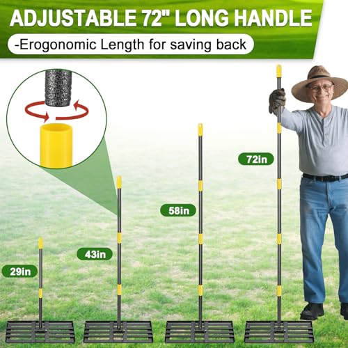 Lawn Leveling Rake, 30"x10" Levelawn Tool, 6FT Adjustable Handle Leveling Tool Heavy Duty Stainless Steel Lawn Leveler for Yard Garden Golf Course Soil Grass - style: 30X10" - 6FT