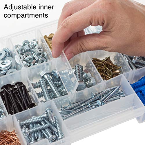 Storage and Tool Box-Durable Organizer Utility Box-4 Drawers with 19 Compartments Each for Hardware, Fish Tackle, Beads, and More by Stalwart (Purple) - color: Purple