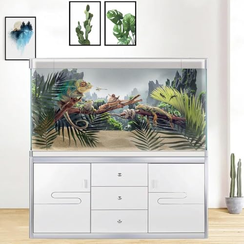 72X24IN Natural Mountain Forest Background Aquarium Background, 3D Image of Underwater Fish Tank Decoration, Reef Greenery with 10 EVA Double-Sided Tape - size: 72X24in/180X60cm