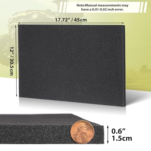 Air Filter Foam Sheet, 60 PPI Coarse Polyurethane Foam - Washable, Reusable, Cut-to-Size Filter for Motorcycle, Vacuum Cleaner, Air Purifiers, Fish Tank, Engine Air Filter Replacement (18"x12"x0.6")