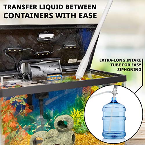 Automatic Fuel Transfer Pump - 3X More Powerful D Battery Powered, Extra Long Hose Fits All Size Cans, Portable Liquid Pump Transfers Gasoline, Water & More at 2.6 Gal/Minute