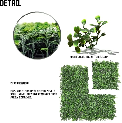 TANG 20"x20"-1PC Artificial Greenery Boxwood Panels Grass Wall Panel, Faux Privacy Fence Ivy Screens Backdrop Fake Hedge for Indoor Outdoor Wedding Décor, Green Milan Boxwood Panel - color: Green Milan Boxwood Panel, size: 20"x20"