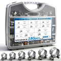 smseace 180Pcs Fuel Line Clamps 10-Sizes 7-18mm Fuel Injection Hose Clamps Pack in handheld Box Zinc Plated High Pressure Hose Clamps For Diesel/Petrol Pipe in Automotive,Marine,Truck - size: 180Pcs 7-18mm