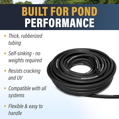 Outdoor Water Solutions Weighted Airline for Pond Aeration – 3/8" Inside Diameter | 100ft Roll | Self-Sinking Rubber Air Hose | Heavy-Duty, Flexible Tubing for Aerators & Diffusers - style: 100ft. of 3/8in. Weighted Air Line