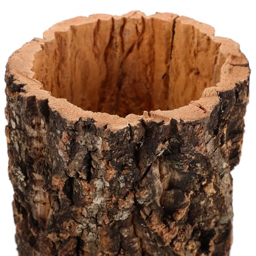 Homoyoyo Natural Cork Bark Round Reptile Hideout-Hollow Tree Trunk Climbing Hide-Wooden Terrarium Decor Shelter Cave for Gecko Lizard Snake Hermit Crab Habitat Accessories-Rainforest Terrarium - color: Light Brown