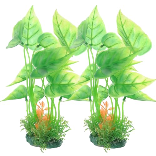 Artificial Aquarium Plants 2pcs Large Plastic Fish Tank Decorations Tall Betta Fish Tank Accessories for Freshwater Aquatic Scenery