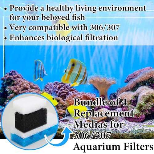 38 Pcs Aquarium Filter Media Kit Compatible with Fluval 306/307, Canister Maintenance Replacement Including 24 Foam Pad, 2 500g Ceramic Rings, 4 Filter Bags, 6 Activated Carbon, 2 Grease