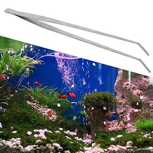 Fish Tank Water Plant Tweezers, Stainless Steel Elbow Curved Tool, 18.5 Inch - Durable Rust, Easy Aquarium Planting, Ideal for Aquascaping and Maintenance