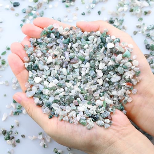 ZHIYUXI Aquatic Agate Crystal Chips Bulk Fish Tank Decorations Aquarium Rocks Gravel Vase Filler Stones Crystals for Candle Making Witch Kit Gravel for Plants Quartz Sand Gemstone 0.22 lbs - color: U# Aquatic Agate, size: 0.22lbs
