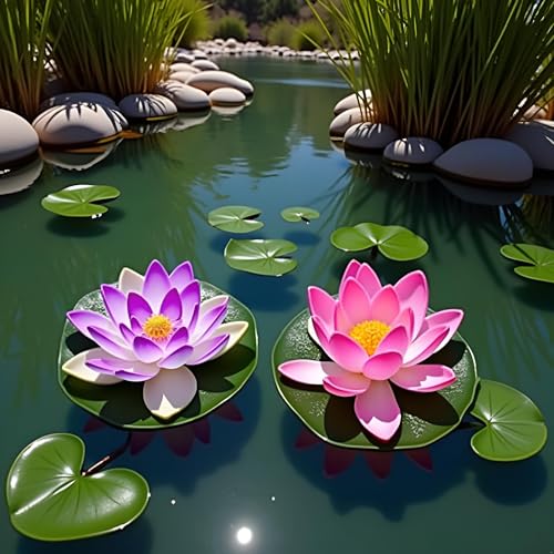 4 Pcs Artificial Water Lily Foam Lotus Flower Pond Decor for Pond Patio Garden Pool Garden Creative Accessories Artificial Plants and Flowers