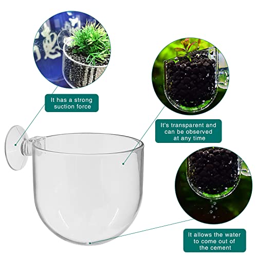 Uenhoy 3 Pcs Plastic Aquatic Plant Pots, Aquarium Plant Pots with Suction Cups, Acrylic Aquarium Planter, Red Shrimp Live Plant Fish Tank Holder