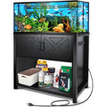 BEURUKU 40 Gallon Tank Stand with Cabinet and Power Outlets, Heavy Duty Metal Aquarium Stand for 40-50 Gallon Breeder Tank, Turtle Tank, Double Terrarium Stand, 660LBS Capacity, Black - color: Black, size: 40-50 Gallon