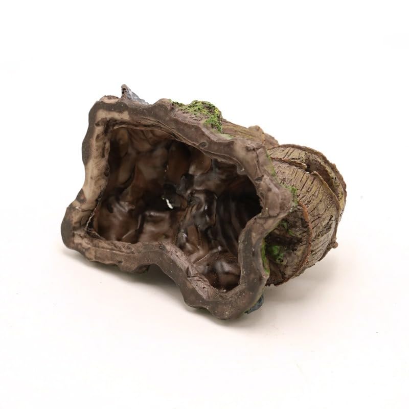 Resin Broken Barrel Aquarium Decoration, Fish Tank Ornament with Moss and Rocks, 10x8x9cm