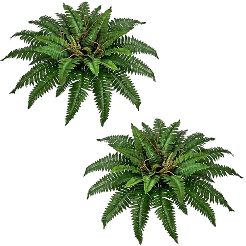 36In Artificial Boston Ferns Bush, Set of 2 Large Faux Ferns Plants, 39 Branches Fake Ferns Vines for Home Living Room Decor, Indoor and Outdoor - size: 2 PCS-36"