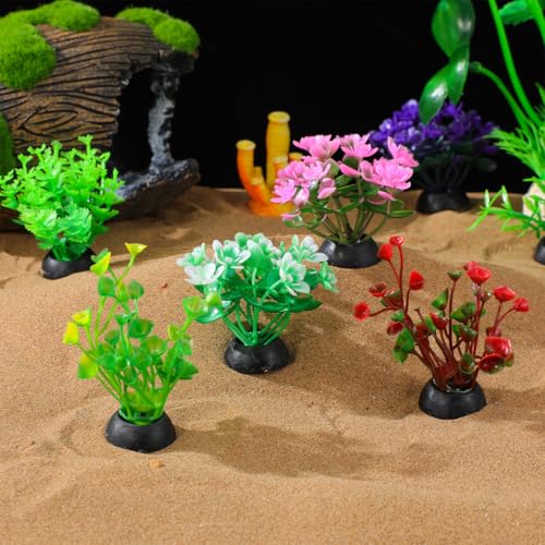 Kisangel 20Pcs Simulation Water Grass Aquarium Decor 2 Inch Artificial Aquatic Plants Plastic Fish Tank Adornments for Natural Fish Habitat