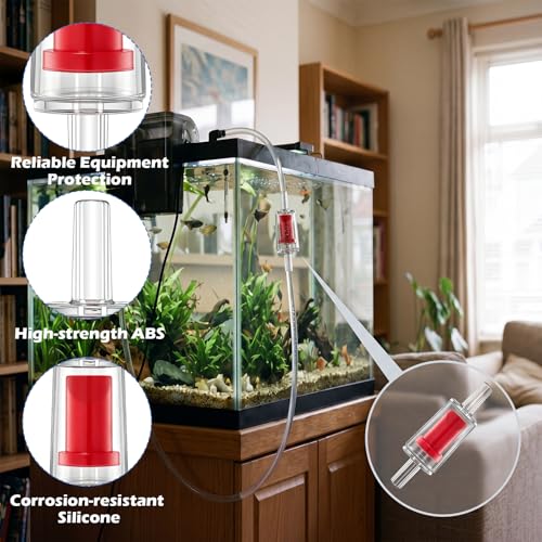 10 Pack Single Way T Shaped Air Flow Control Lever Valve Aquarium Stainless Steel with 10 Pcs Plastic One Way Non Return Valve for Air Pumps Fish Tank Multi-Port Distributor Splitter
