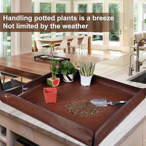 39.5"x 39.5" Extra Large Potting Mat for Indoor Plants Transplanting and Potting Soil Control-Gardening Gifts for Plant Lovers - color: Brown, size: Extra Large 39.5" x 39.5"