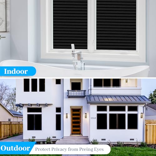 Niviy Blackout Window Film with Installation Tools, 100% Light Sun Blocking Static Cling Room Darkening Windows Covering, Removable House Window Tint (Black, 11.8 x 78.7 inch) - color: Black, size: 11.8'' x 78.7''