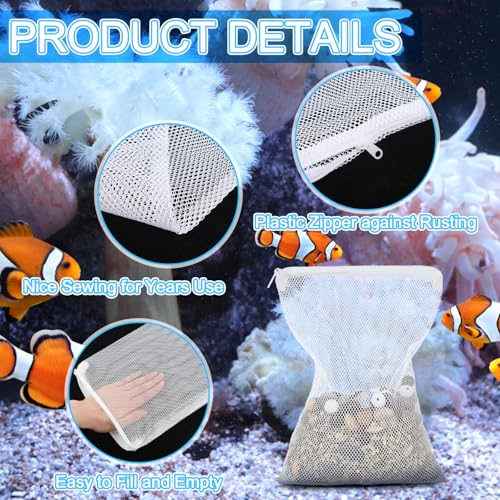 Abbylike 10pcs Large Filter Media Bag with Plastic Zipper 11.7" x 7.8" Reusable Media Bags for Aquarium Fish Tank Filter Bags - Mesh for Activated Carbon, Bio Balls, Ceramic Rings - size: 11.7" X 7.8"