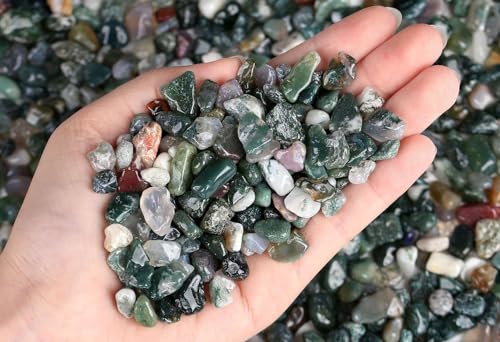 LAIDANLA Aquatic Agate Crushed Stone Crystal Chips Bulk Natural Gemstones Healing Reiki Crystals Mini Quartz Vase Filler Aquarium Gravel 100g - color: Aquatic Agate, size: 0.22 Pound-（0.2"-0.28"）