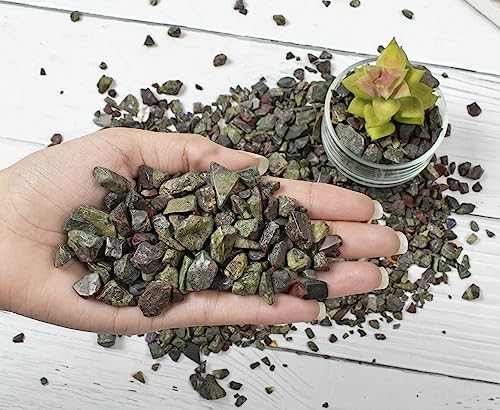 Crocon 1 LB Crushed Dragone Bloodstone Chips Bulk Stones 2000+ Carats Natural Quartz Pieces Irregular Shape Gemstones House Warming Gifts New Home & Chakra healing crystals Home D�cor gifts for women - color: Dragon Bloodstone, size: 1 Pound