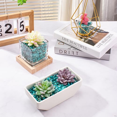 0.5 Lb/230g Blue Howlite Turquoise Crushed Stone Crystal Chips Bulk, Aquarium Gravel Rocks Polished Tumbled Stones Marble for Vases Filler, Garden and Fish Tank Decoration - 7-9mm - color: Turquoise, size: 0.5 LB