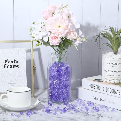 700 Pcs Purple Fake Ice Rocks 5 Sizes Acrylic Plastic Diamonds Crystals Gems Vase Fillers for Wedding Centerpieces DIY Craft Table Scatter Window Display Photography Props Home Decoration - color: Purple