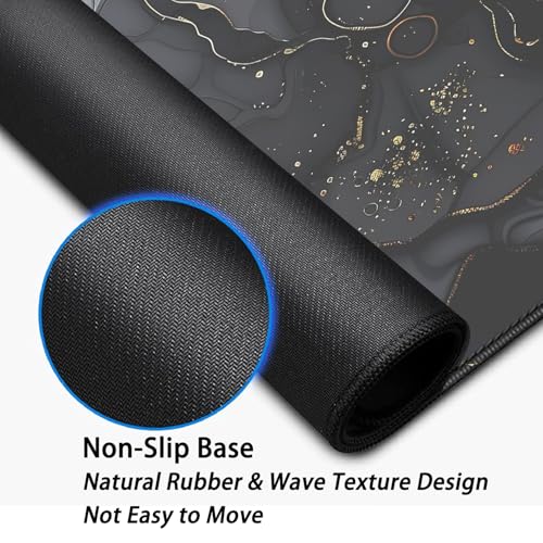 Dark Marble Desk Pad Mouse Pad,Large XL Retro Mouse Mat with Stitched Edges,Non-Slip Rubber Base Mousepad for Office PC Keyboard Laptop and Home Work Desk Mat(27.5X11.8 in) - color: Dark Marble