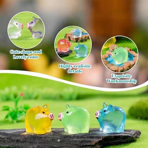 70 Pcs Mini Resin Pig Figurine Bulk Mini Pig Figurine Cake Decorations Cute Miniature Resin Sculpture Ornament Micro Landscape Office Garden Desk Party Tabletop Decor - color: Pig-70p
