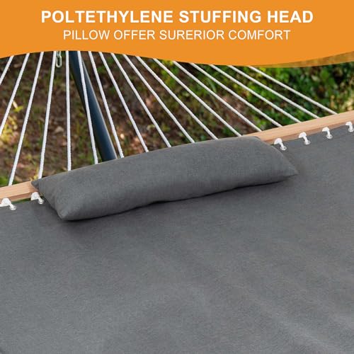 Lazy Daze Hammocks 12 FT Sunbrella Fabric Hammock Non-Fading with Spreader Bars and Free Pillow Fits for 2 Persons, All Weather and Fade Resistant for Patio Yard, 450 lbs Capacity, Cast Slate - color: Cast Slate