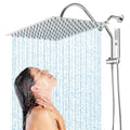 Shower Head, 12" Rain Shower Head with Handheld Spray Combo, High Pressure Rainfall Rectangle Shower Heads with Extension Arm Wide Dual Showerhead with Shower Slide Bar, Bathroom Accessories, Chrome