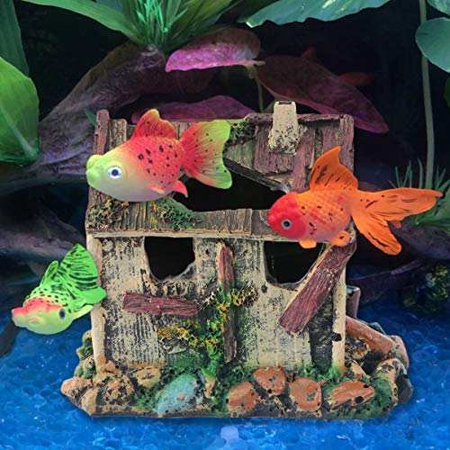 balacoo Aquarium Fish Tank Cave 5.11x3.34x4.72In Resin Fish Shelter Hideaway – Secure Hiding Spot for Stress Reduction – for Freshwater Tanks, Shrimp & Turtles