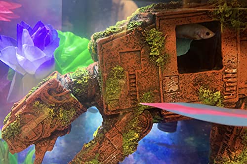 SLOCME Aquarium At-At Imperial Walker Decorations - Fish Tank Resin Robot Tropical Betta Fish Hide Cave Ornament