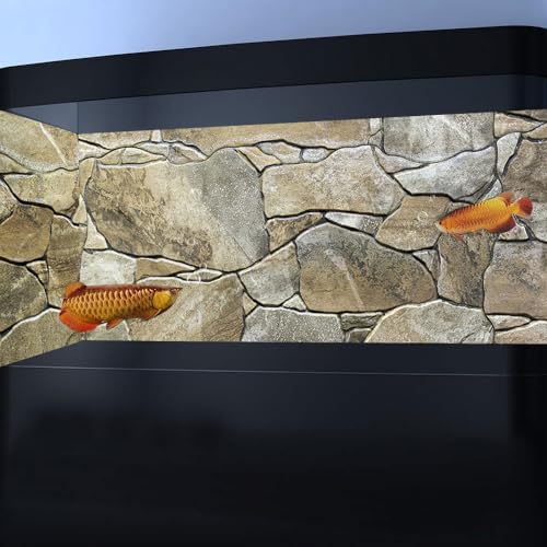 30X12IN Marble Aquarium Background, Art Marble Aquarium Background, Natural Marble Glass Terrarium Background with 8 EVA Double-Sided Tape - color: Stone, size: 30X12in/75X30cm